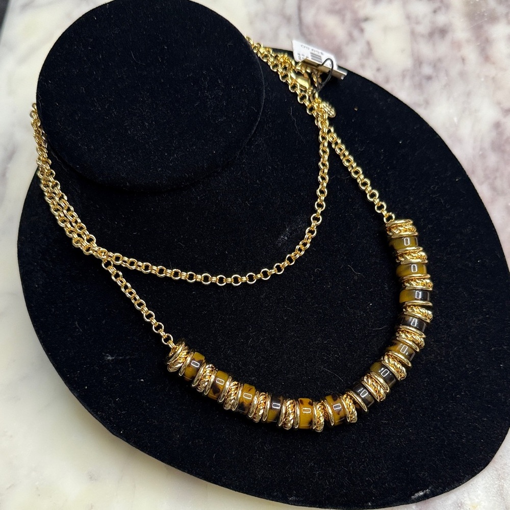 Talbots Gold-Tone Necklace with Amber Bead Accents - Picture 6 of 6